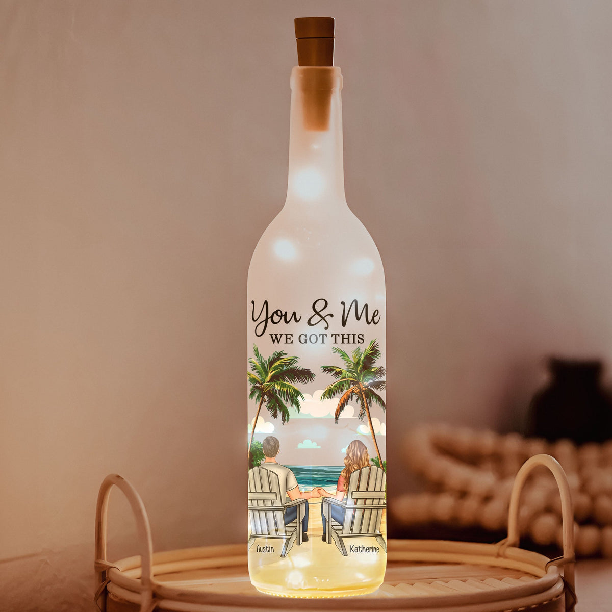 You & Me We Got This - Personalized Bottle Lamp - Anniversary, Valentine's Day Gift For Couples