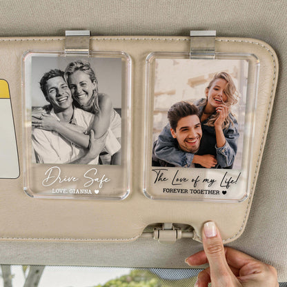 Personalized Couple Photo Car Visor Clip, Drive Safe I Love You, Valentines Gift for Him, Gifts for Boyfriend, Husband, Drive Safe Gift