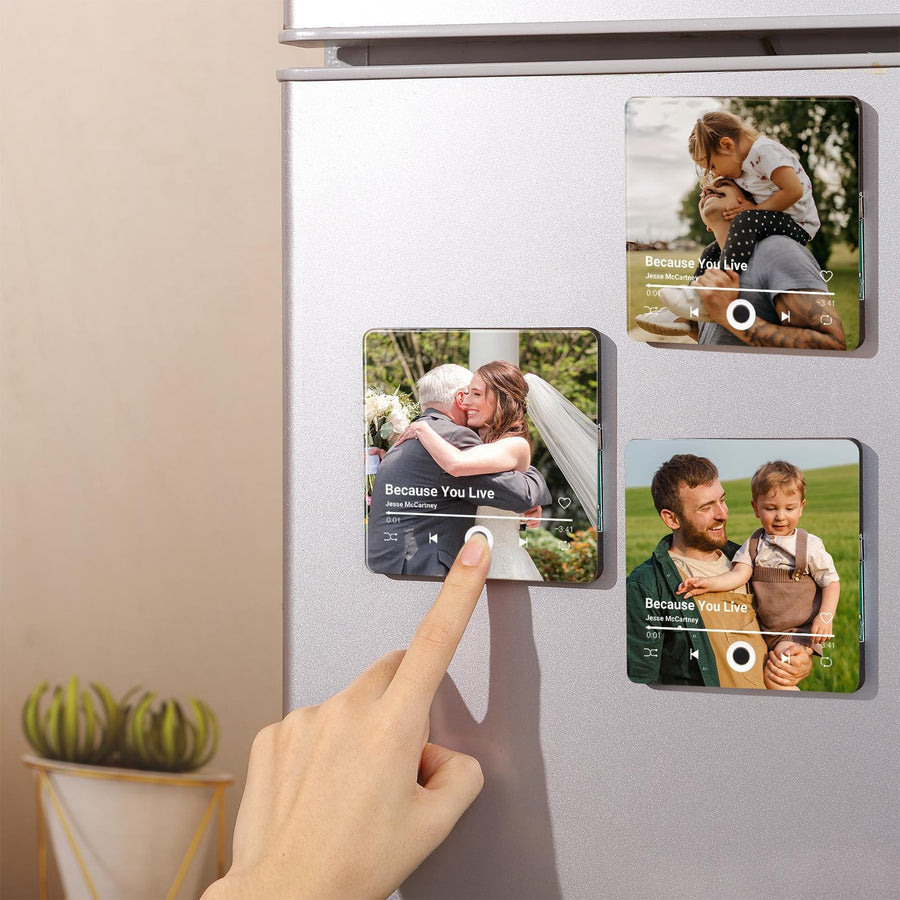 Photo & Song Music Fridge Magnet - Personalized Playable Song Magnet - Anniversary Gift For Him