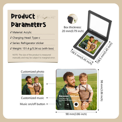 Photo & Song Music Fridge Magnet - Personalized Playable Song Magnet - Anniversary Gift For Him