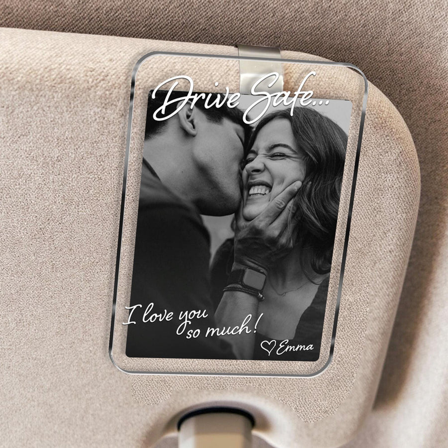 Photo Car Visor Clip - Personalized Drive Safe Photo Keepsake - Gift For Him, Dad & Husband
