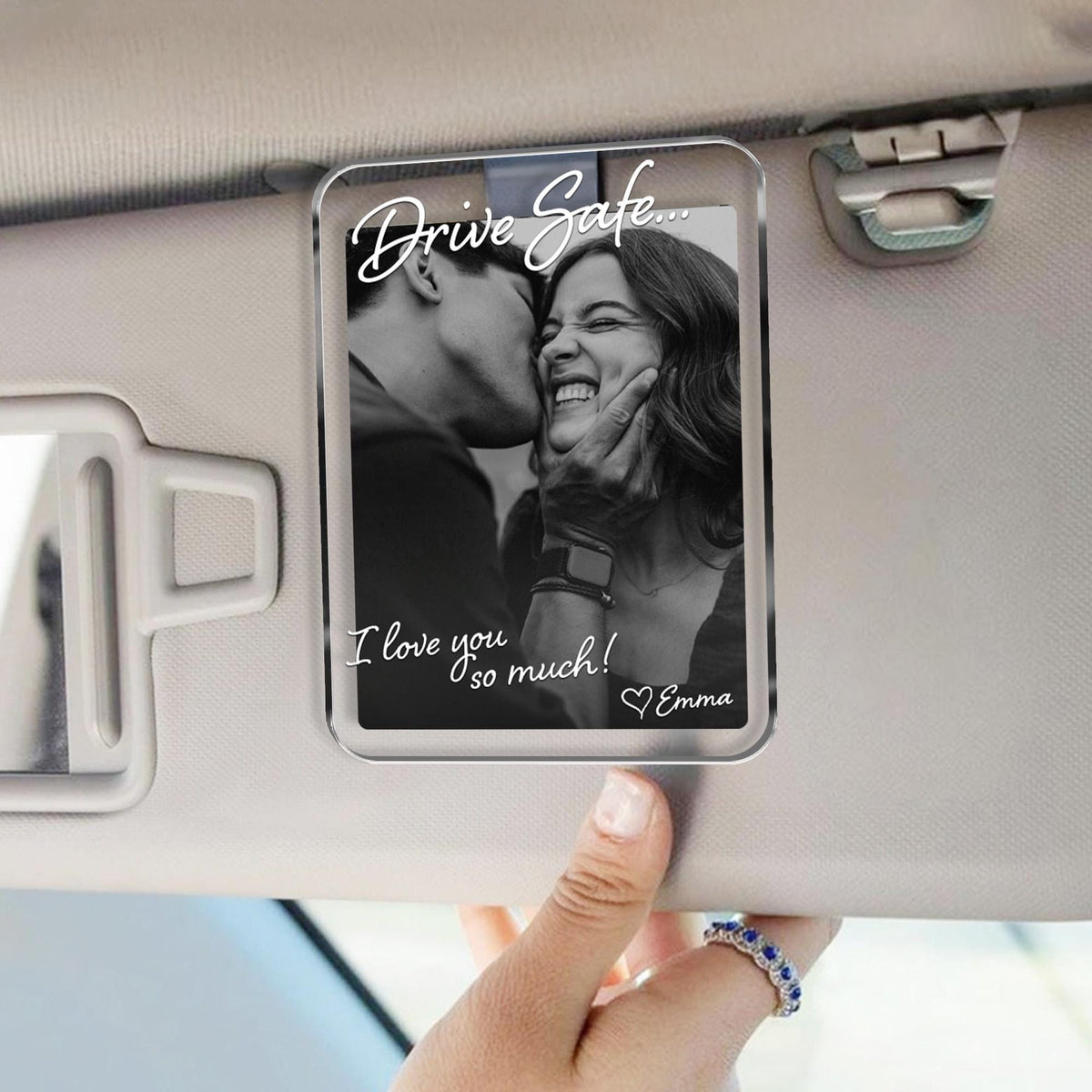 Photo Car Visor Clip - Personalized Drive Safe Photo Keepsake - Gift For Him, Dad & Husband