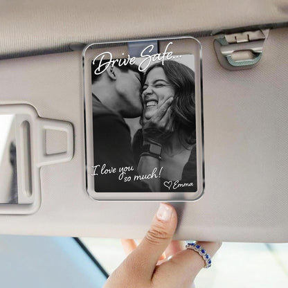 Photo Car Visor Clip - Personalized Drive Safe Photo Keepsake - Gift For Him, Dad & Husband