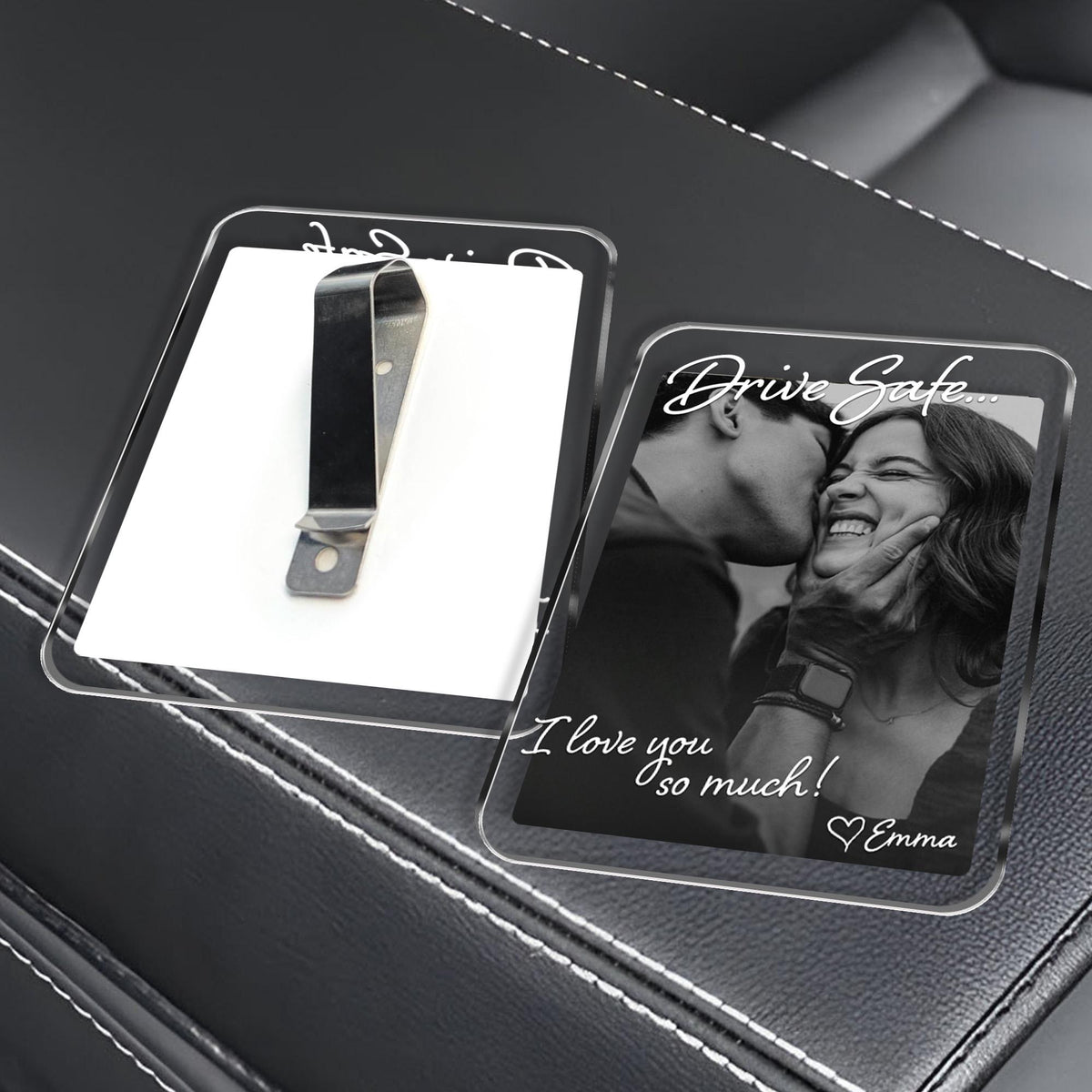 Photo Car Visor Clip - Personalized Drive Safe Photo Keepsake - Gift For Him, Dad & Husband