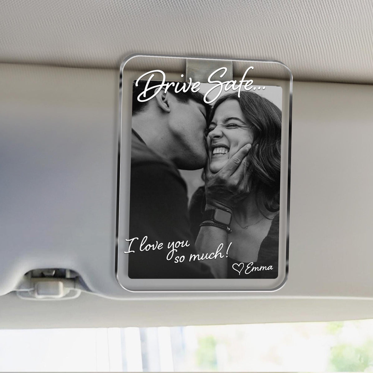 Photo Car Visor Clip - Personalized Drive Safe Photo Keepsake - Gift For Him, Dad & Husband