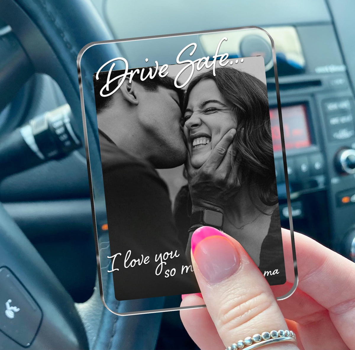 Photo Car Visor Clip - Personalized Drive Safe Photo Keepsake - Gift For Him, Dad & Husband