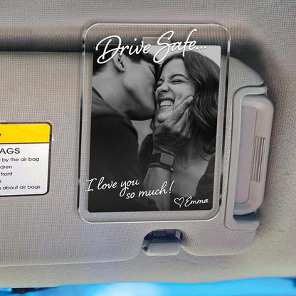 Photo Car Visor Clip - Personalized Drive Safe Photo Keepsake - Gift For Him, Dad & Husband