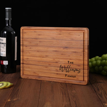 Monogram and Name Engraved Personalized Wood Unique Cutting Board | Handmade | Wedding Gift | Anniversary Gift | Housewarming | Closing Gift