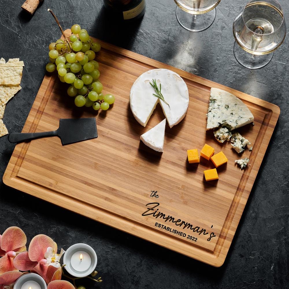 Personalized cutting board wedding anniversary gift for couple