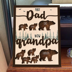 Papa Bear Sign With Kids Names - Personalized First Dad Now Grandpa Sign - Father's Day Gift