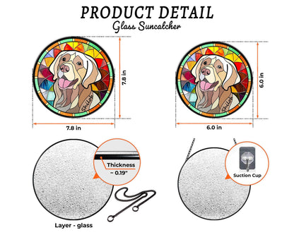 Pet Portrait Glass Suncatcher - Personalized Dog Portrait From Photo - Pet Memorial Gift