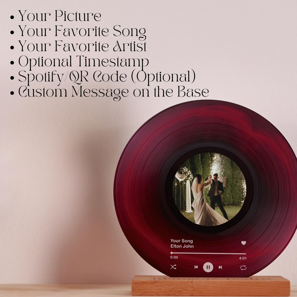 Personalized Vinyl Record with Photo - Acrylic Song Plaque - Anniversary Gift for Friends - Birthday Gift for Her Him - Christmas Gifts