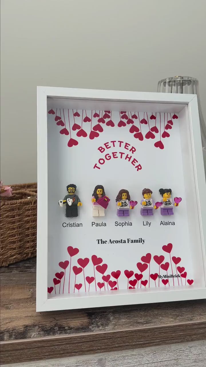 Couple Minifigure Frame - Personalized Mini Figure Shadow Box - Anniversary Gift For Couples