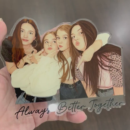 Besties Photo Portrait Magnet - Personalized Acrylic Best Friend Fridge Magnet - Gift For Sisters