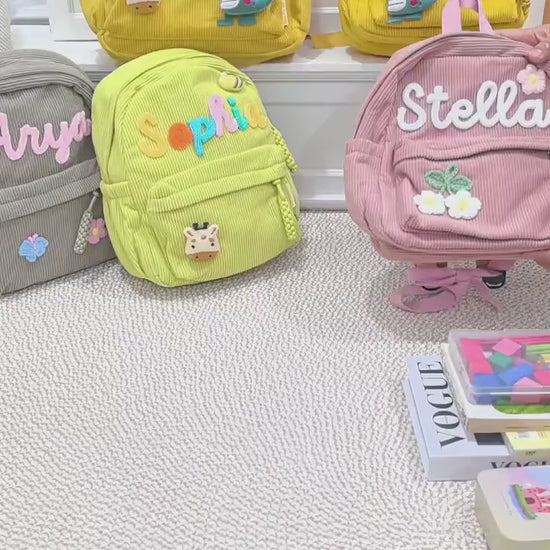 Custom Name Toddler Backpack - Personalized Kids School Bag With Icons - Preschool Gift For Kids