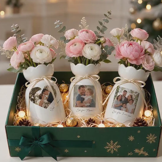 Photo Ceramic Vase - Personalized Family Portrait Flower Vase - Wedding & Anniversary Keepsake