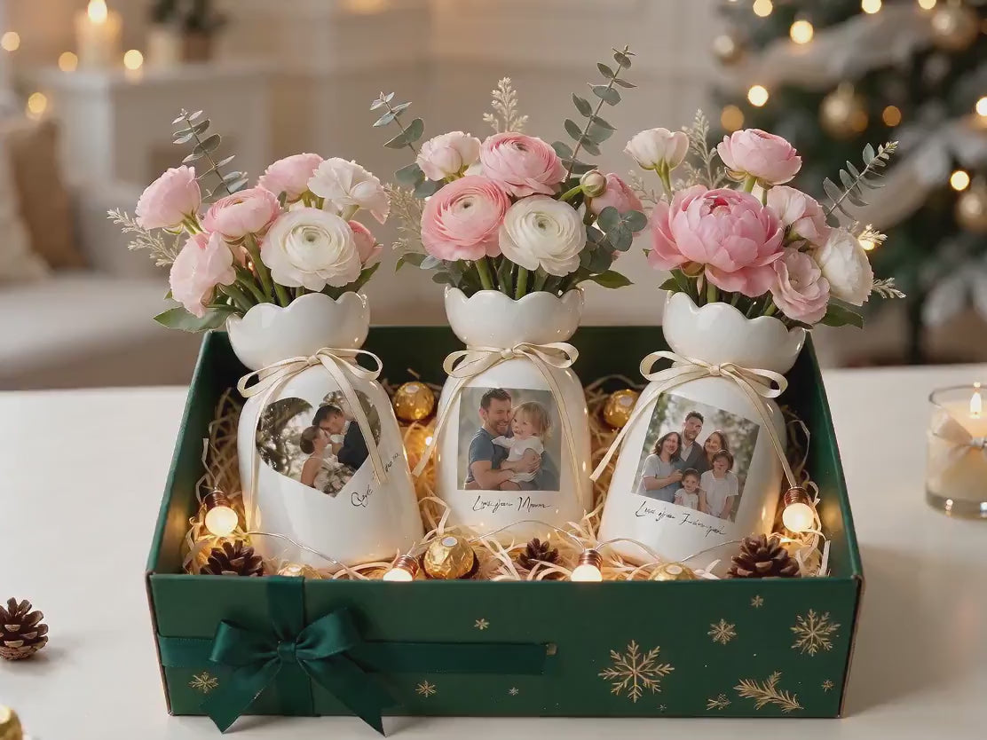 Photo Ceramic Vase - Personalized Family Portrait Flower Vase - Wedding & Anniversary Keepsake