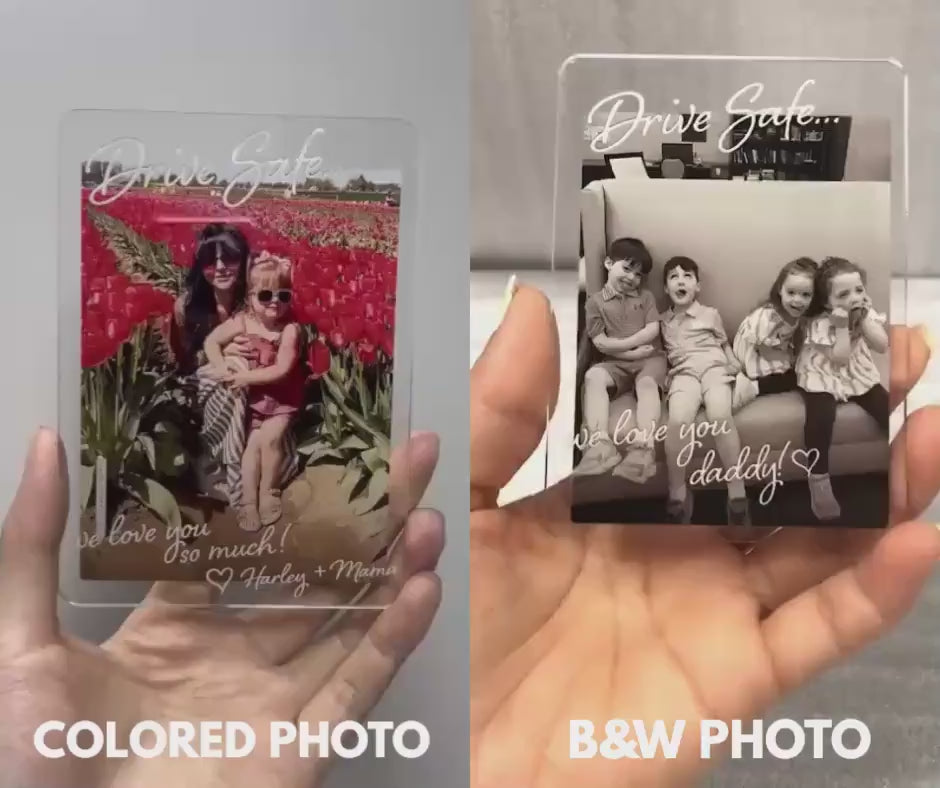 Photo Car Visor Clip - Personalized Drive Safe Photo Keepsake - Gift For Him, Dad & Husband