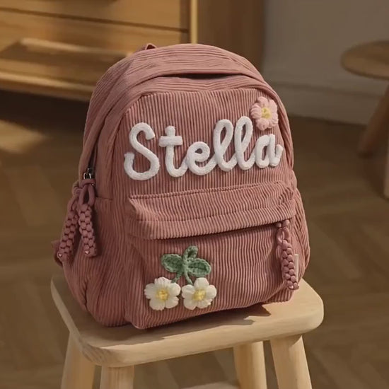 Custom Name Toddler Backpack - Personalized Kids School Bag With Icons - Preschool Gift For Kids