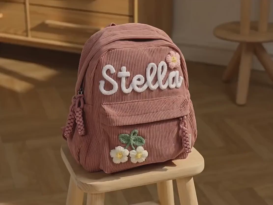 Custom Name Toddler Backpack - Personalized Kids School Bag With Icons - Preschool Gift For Kids