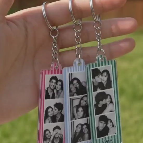Mini Photo Booth Strip Keychain - Personalized Acrylic Photo Keyring - Gift For Couples & Besties
