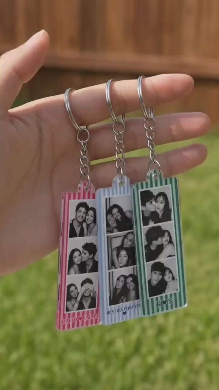 Mini Photo Booth Strip Keychain - Personalized Acrylic Photo Keyring - Gift For Couples & Besties