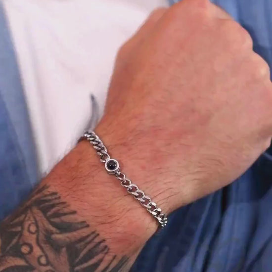 Custom Photo Bracelet For Men - Personalized Stainless Steel Dad Bracelet - Gift For Father & Husband