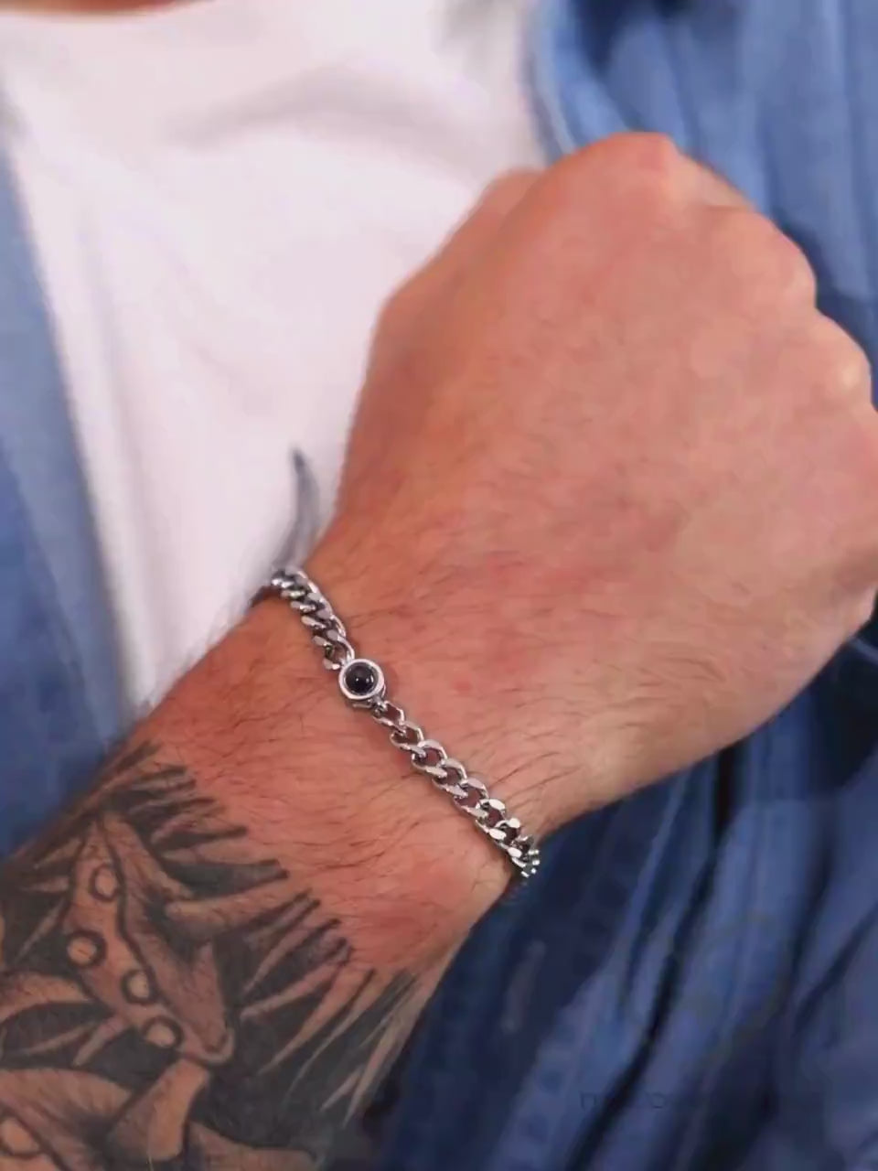 Custom Photo Bracelet For Men - Personalized Stainless Steel Dad Bracelet - Gift For Father & Husband