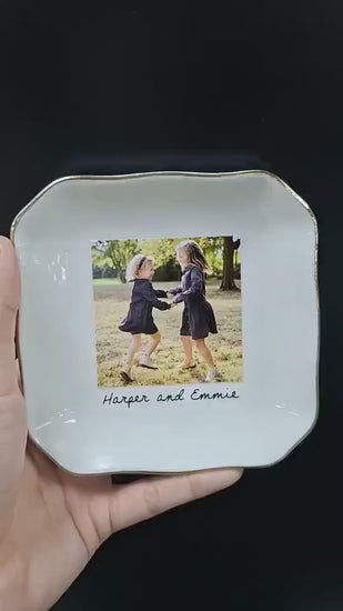 Bestie Photo Jewelry Dish - Personalized Ceramic Trinket Tray - Birthday Gift For Best Friend