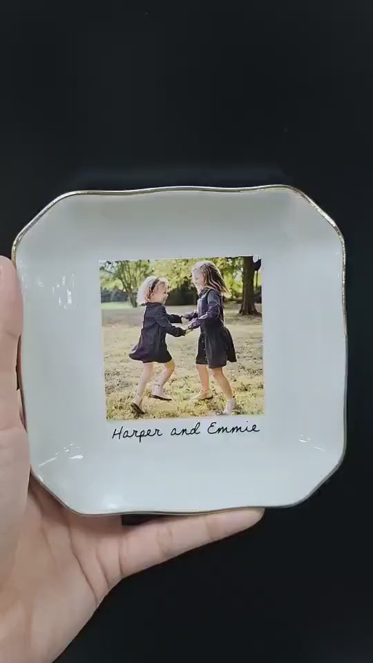 Bestie Photo Jewelry Dish - Personalized Ceramic Trinket Tray - Birthday Gift For Best Friend