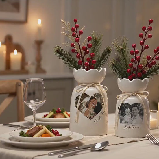 Photo Ceramic Vase - Personalized Family Portrait Flower Vase - Wedding & Anniversary Keepsake